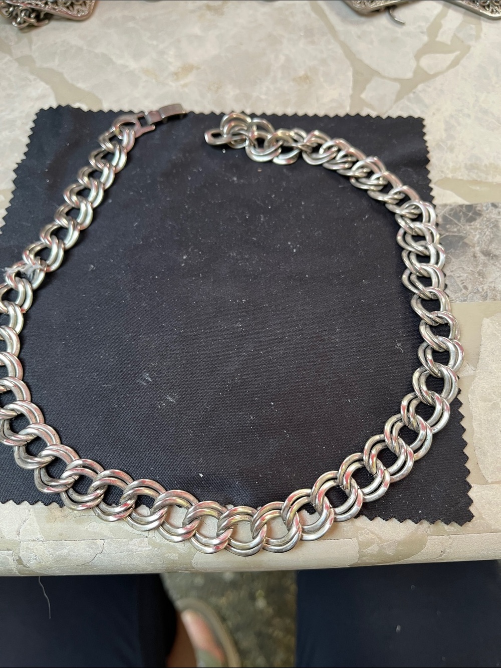 MEXICANA Silver-Tone Double Link Chain Necklace